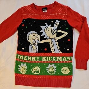 Rick & Morty Ugly Christmas Sweater Merry Rickmas Size S Adult Swim